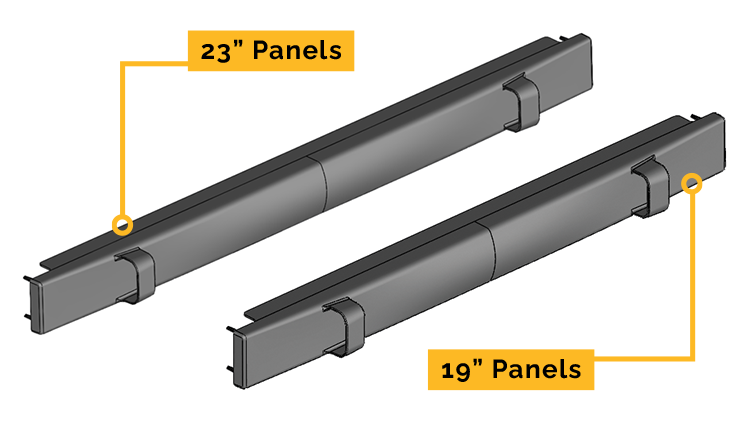 Made Ready blanking panels with molded removal handles