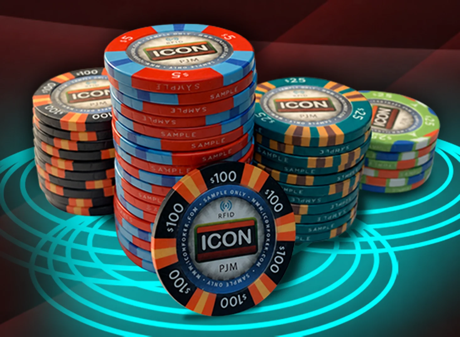 ICON gaming currency, combining materials, decoration, and RFID